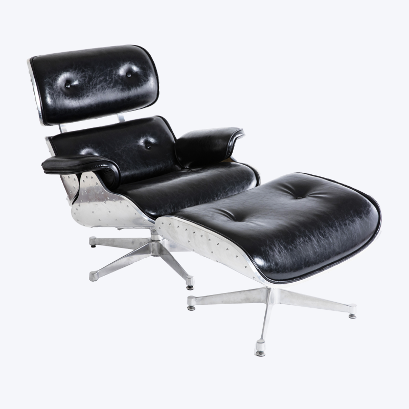 Klasszikus Eames Lounge Chair Alloy fotel és lábtartó GK85-ALM